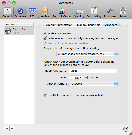 macmail accounts advanced